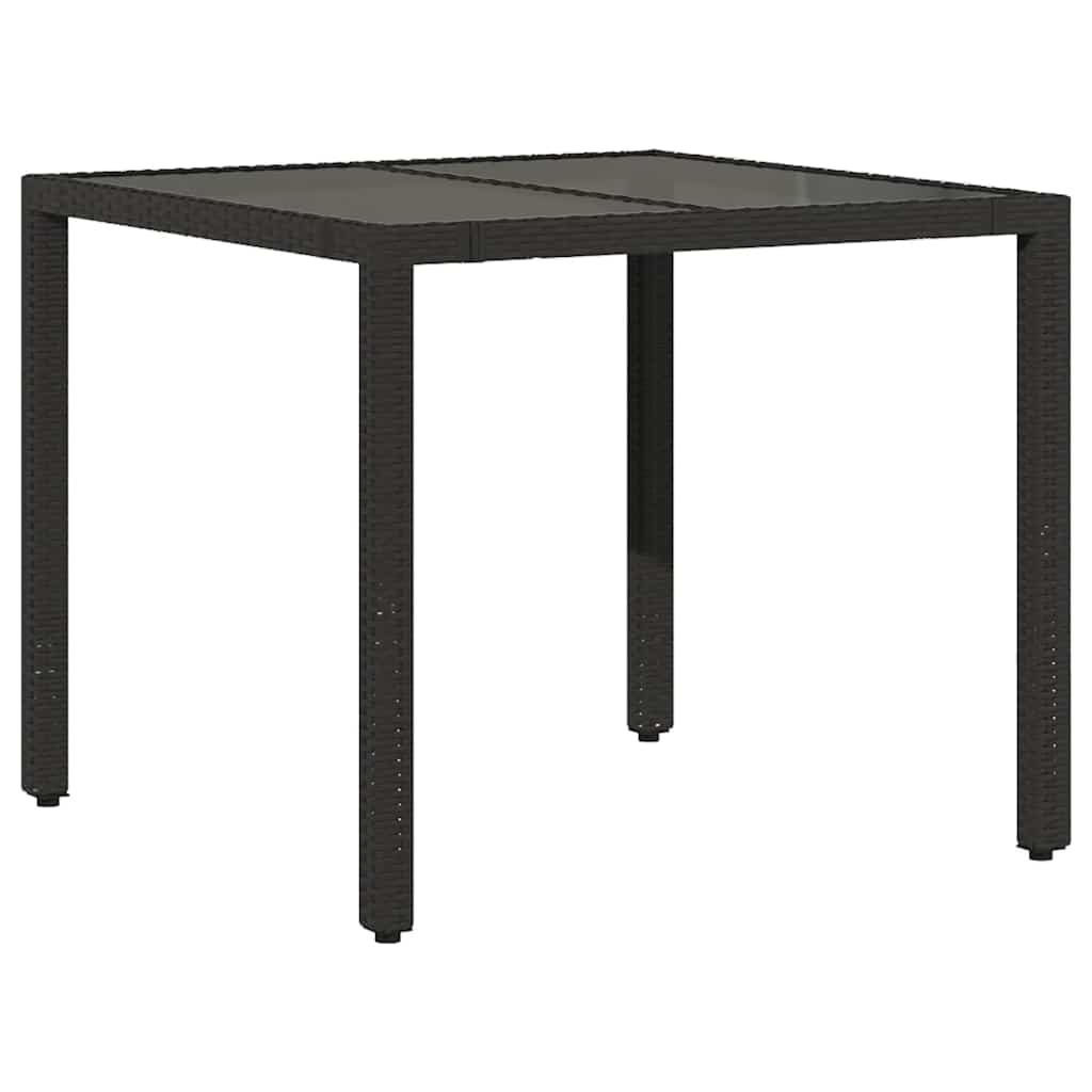 3-dijelni vrtni bistro set od poliratana s jastucima crni Crna 90 x 90 x 75 cm