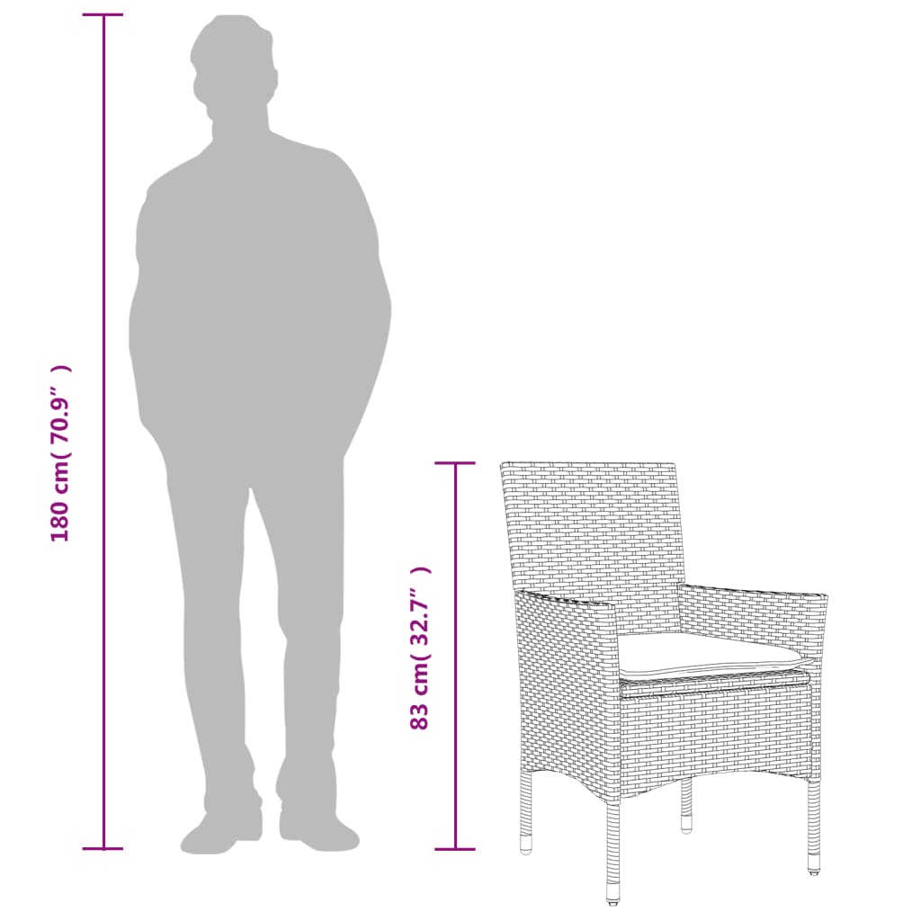 7-dijelni vrtni blagovaonski set s jastucima poliratan i staklo