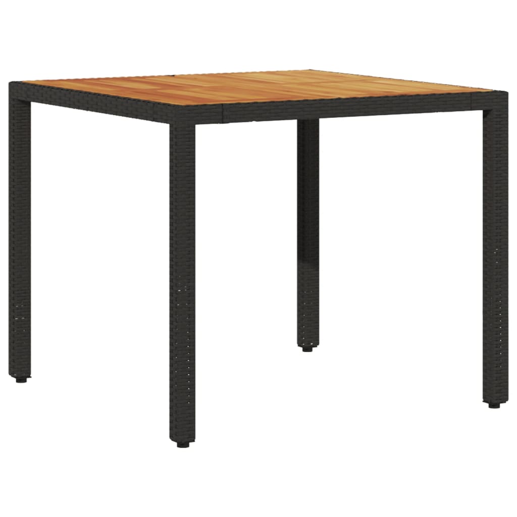 3-dijelni vrtni blagovaonski set s jastucima poliratan i bagrem Crna 90 x 90 x 75 cm