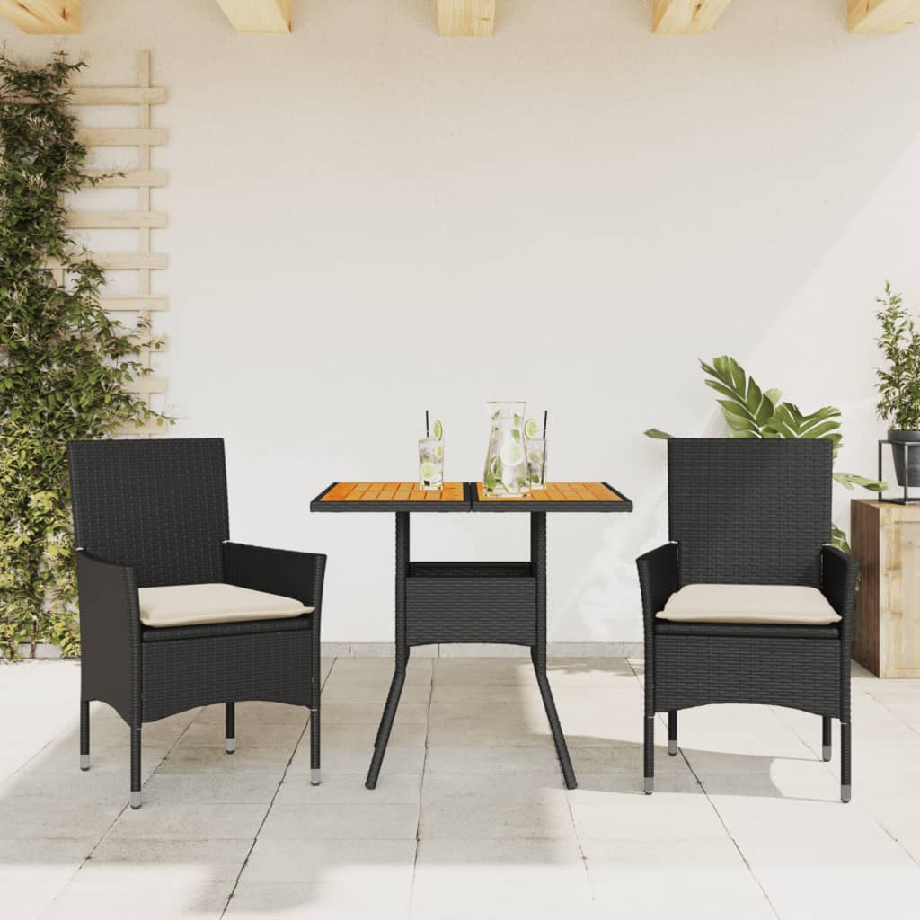 3-dijelni vrtni blagovaonski set s jastucima poliratan i bagrem