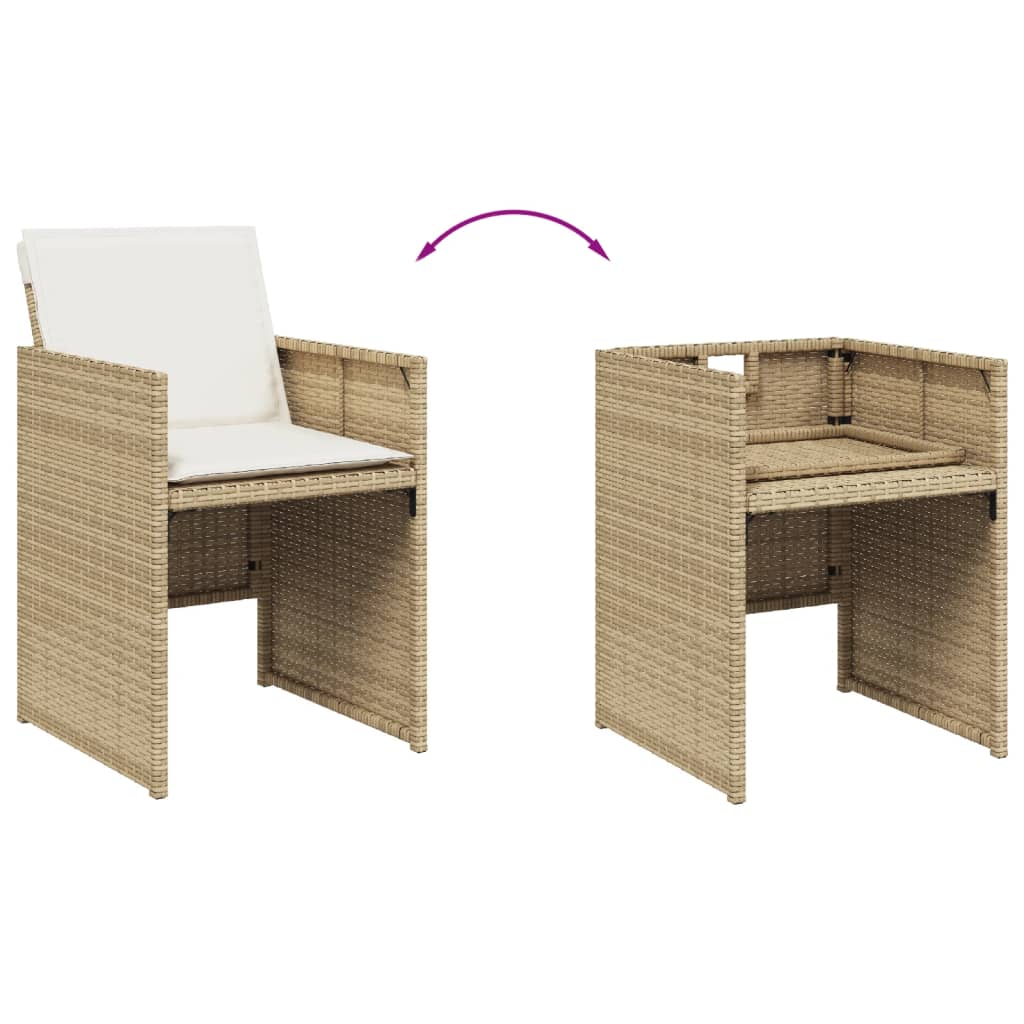 15-dijelni vrtni blagovaonski set od poliratana s jastucima bež