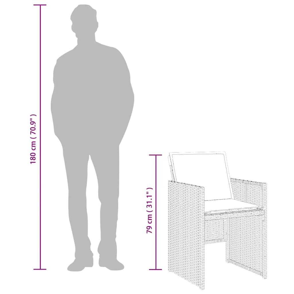 15-dijelni vrtni blagovaonski set od poliratana s jastucima bež