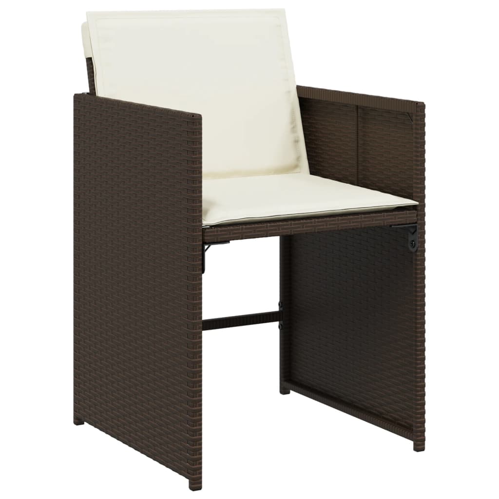 17-dijelni vrtni blagovaonski set s jastucima poliratan smeđi