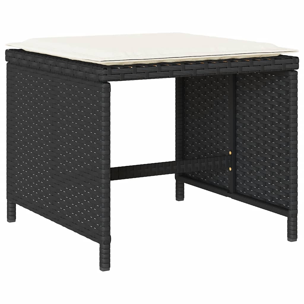 17-dijelni vrtni blagovaonski set s jastucima poliratan crni