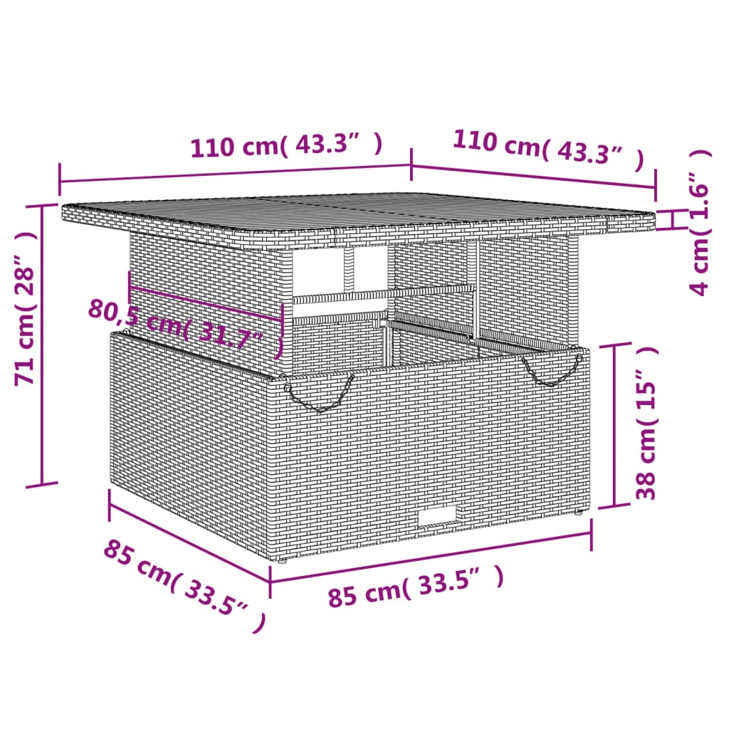 2-dijelni vrtni blagovaonski set s jastucima sivi od poliratana