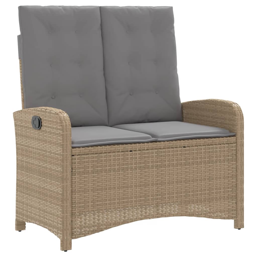 4-dijelni vrtni blagovaonski set od poliratana s jastucima bež 90 cm table length