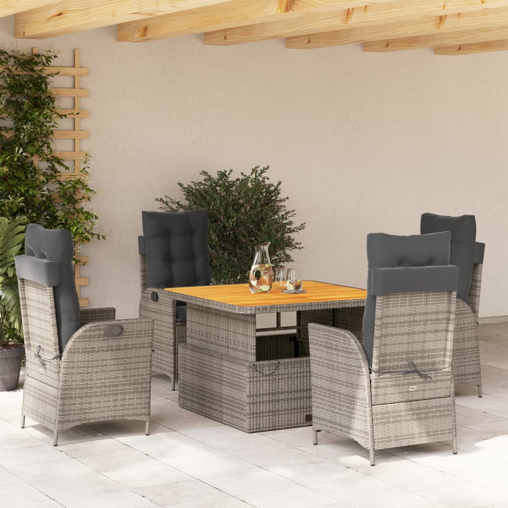 5-dijelni vrtni blagovaonski set sivi od poliratana Siva 110 cm table length