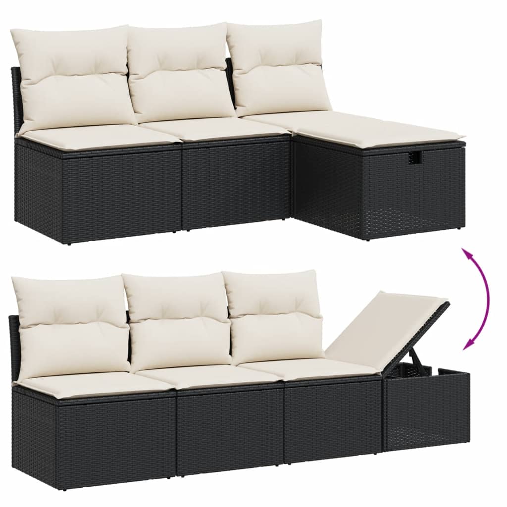 7-dijelni set vrtnih sofa od poliratana s jastucima crni