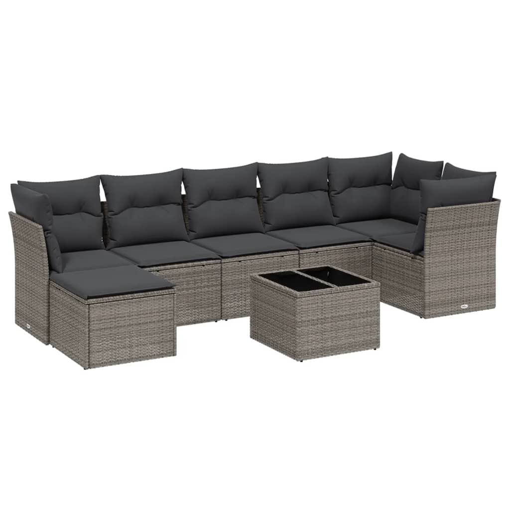 8-dijelni set vrtnih sofa od poliratana s jastucima svjetlosivi