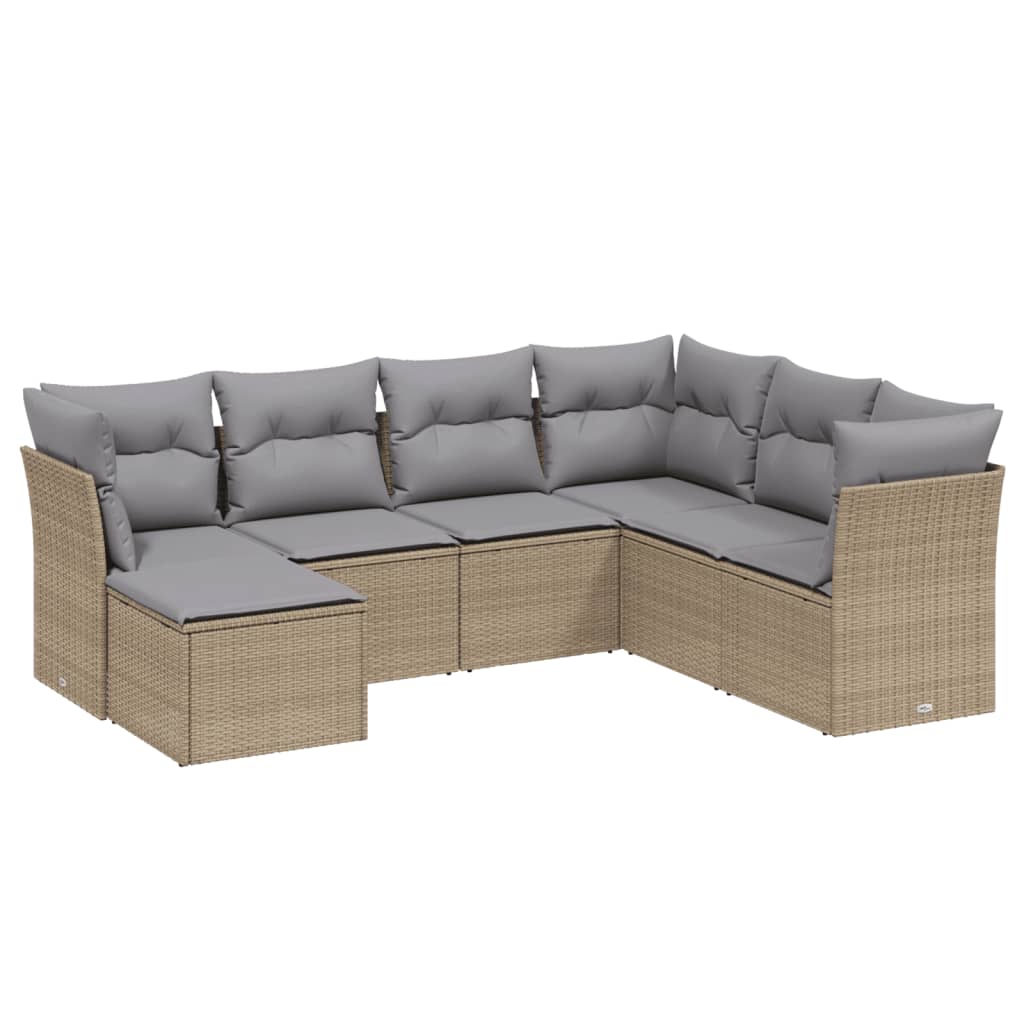 7-dijelni set vrtnih sofa s jastucima bež od poliratana
