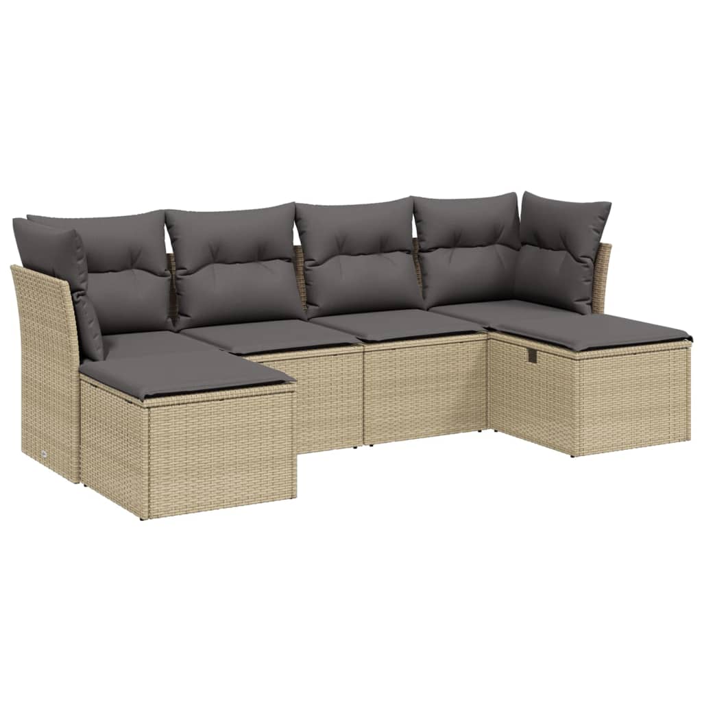 6-dijelni set vrtnih sofa s jastucima bež od poliratana