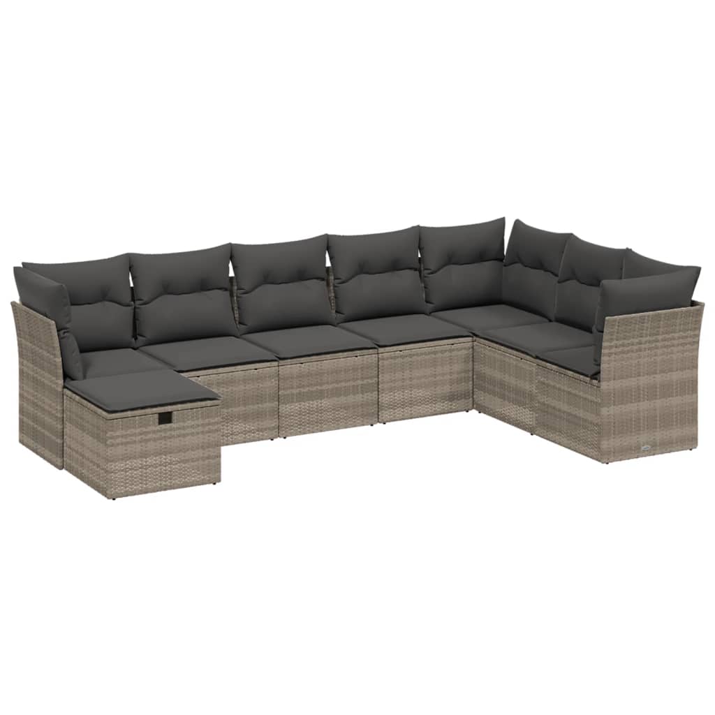 8-dijelni set vrtnih sofa od poliratana s jastucima svjetlosivi