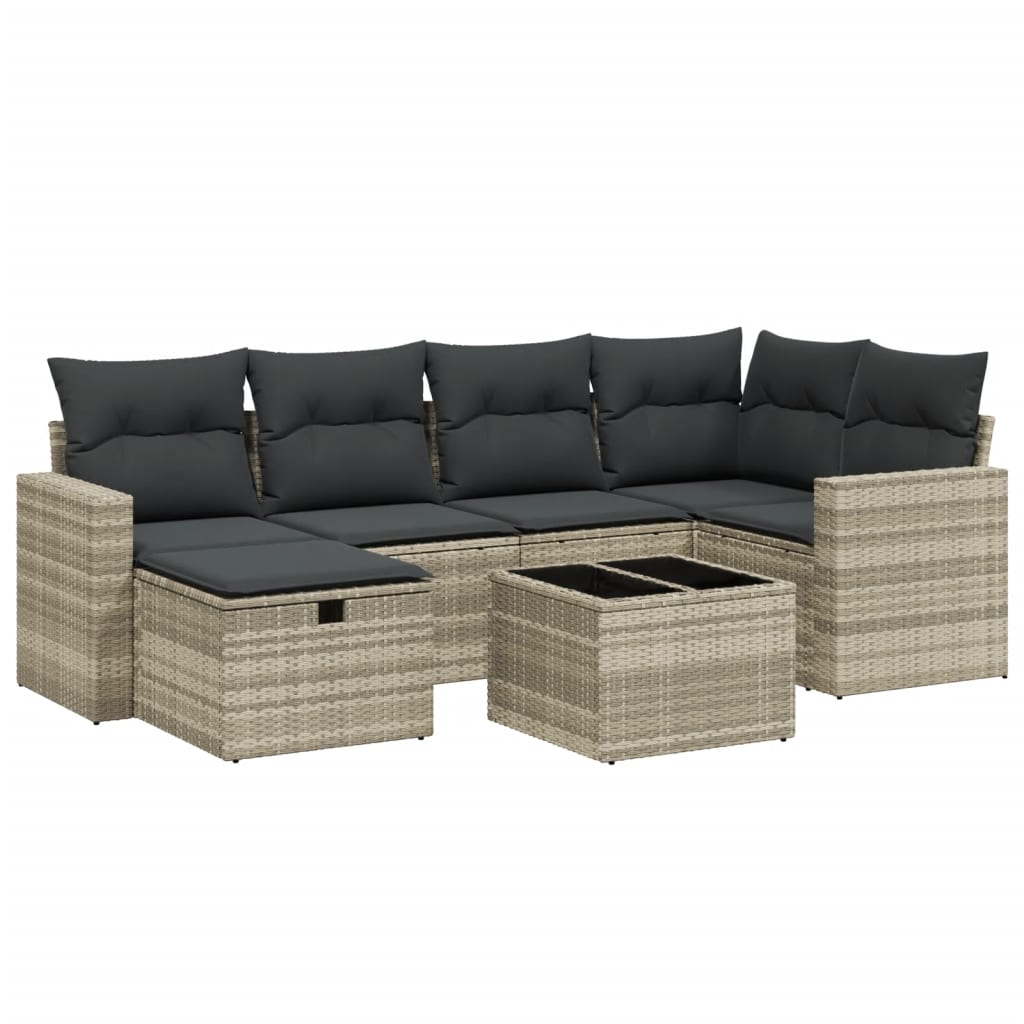 7-dijelni set vrtnih sofa svjetlosivi od poliratana