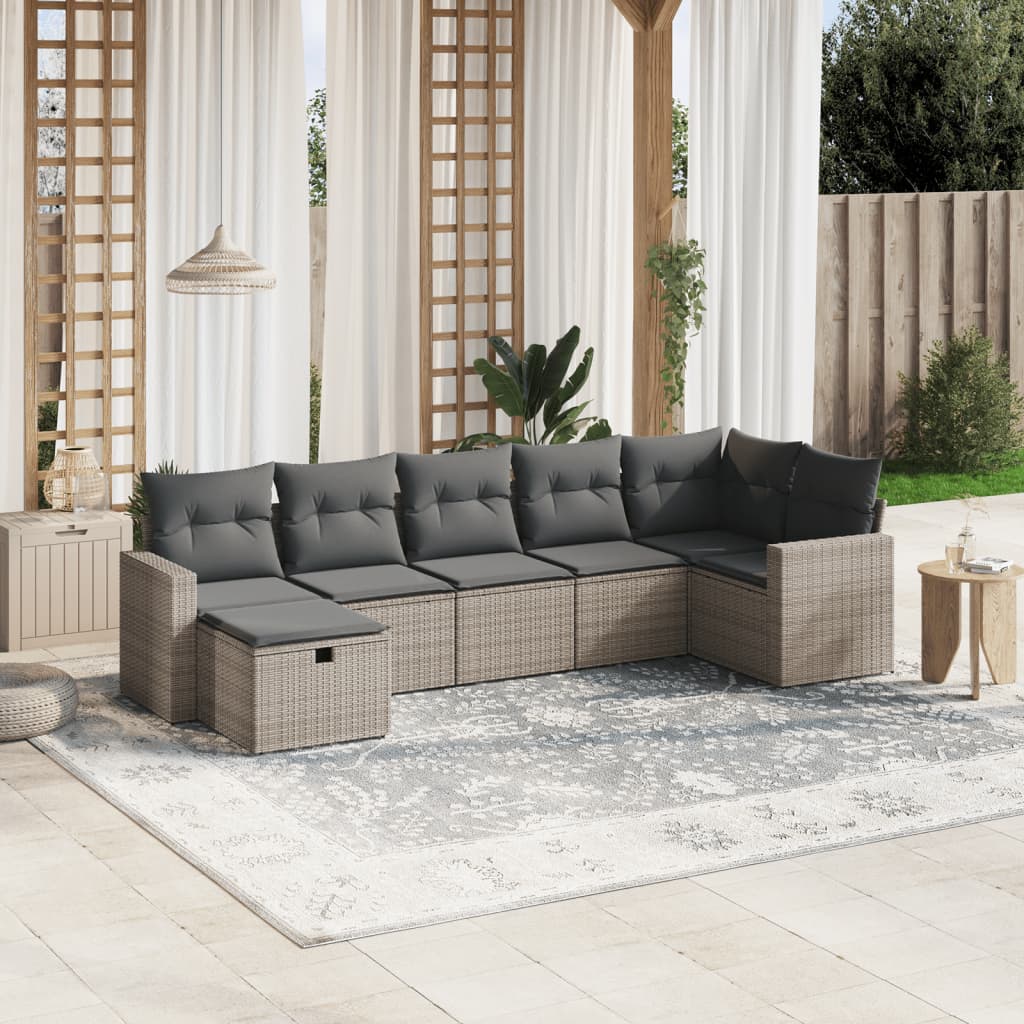 7-dijelni set vrtnih sofa sivi od poliratana