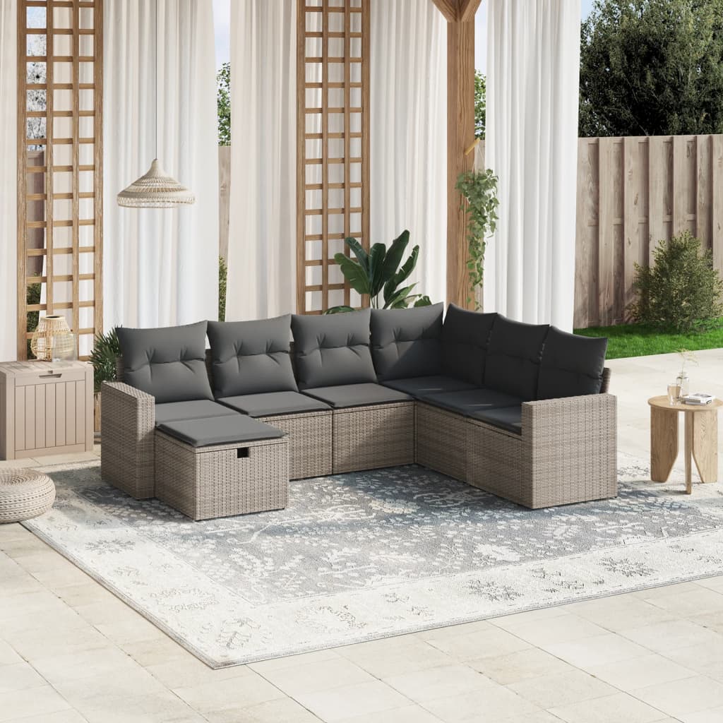 7-dijelni set vrtnih sofa sivi od poliratana