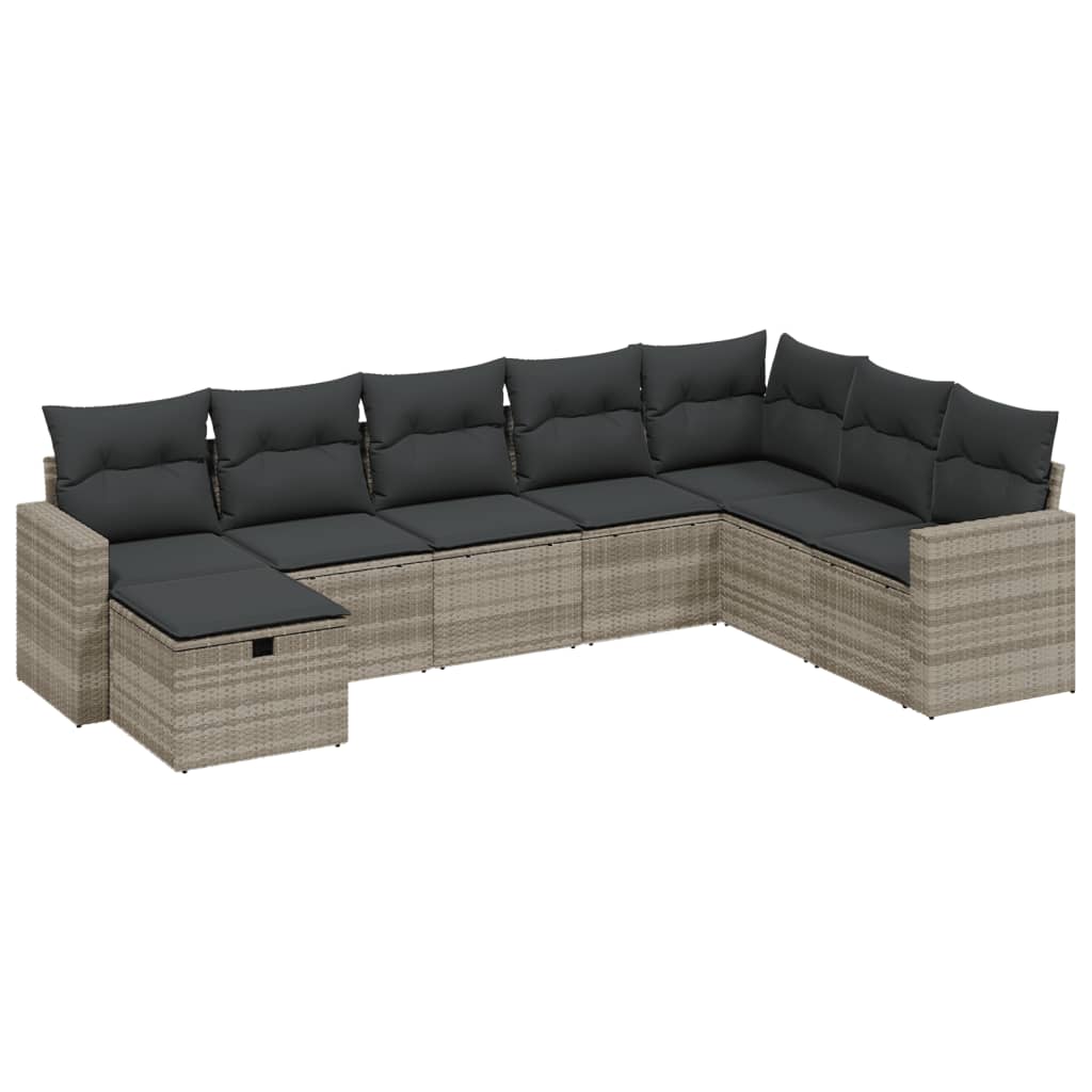 8-dijelni set vrtnih sofa od poliratana s jastucima svjetlosivi