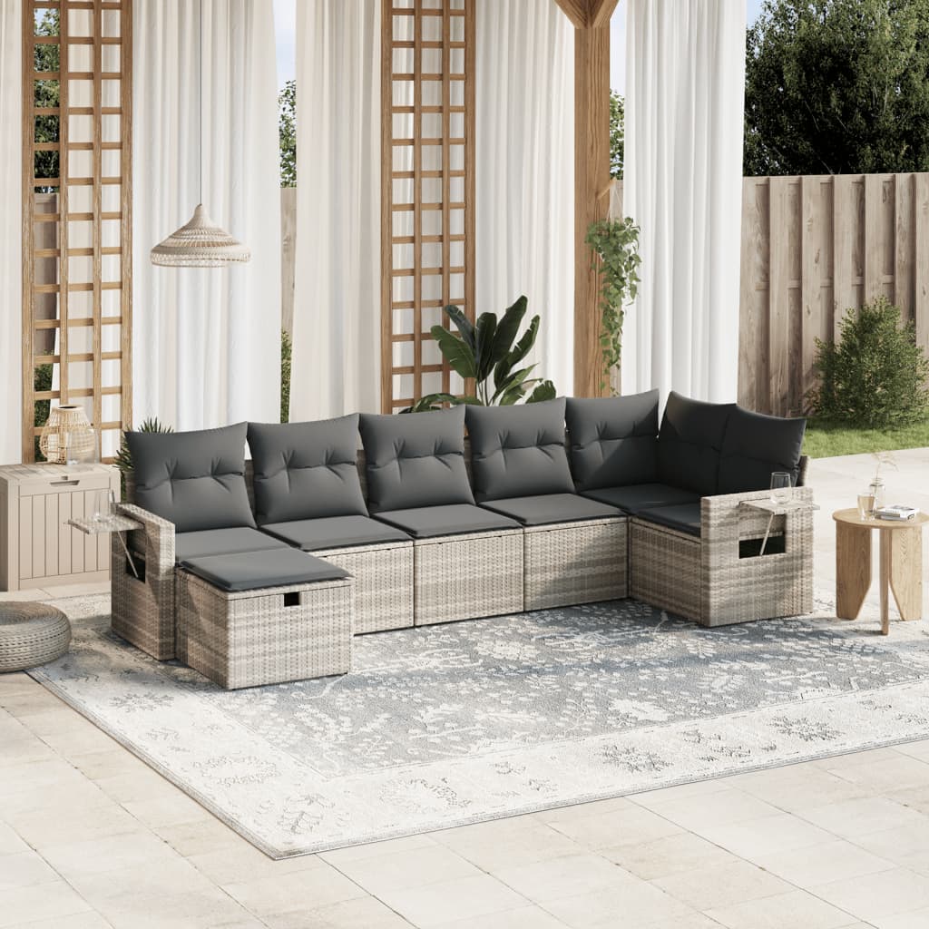 7-dijelni set vrtnih sofa svjetlosivi od poliratana