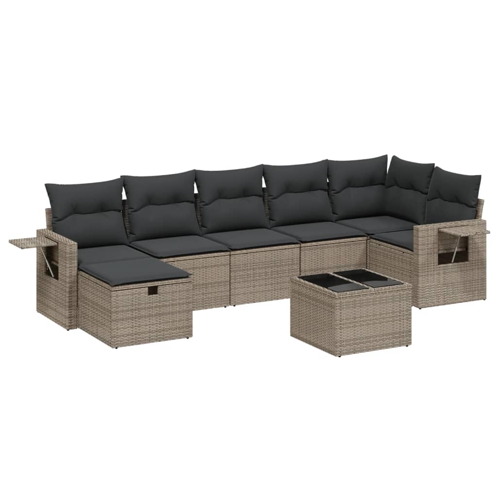 8-dijelni set vrtnih sofa od poliratana s jastucima sivi