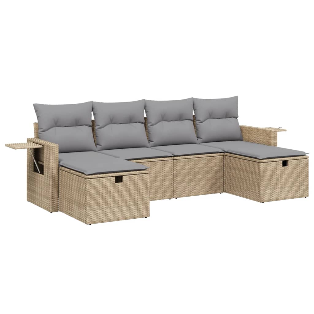 6-dijelni set vrtnih sofa s jastucima bež od poliratana