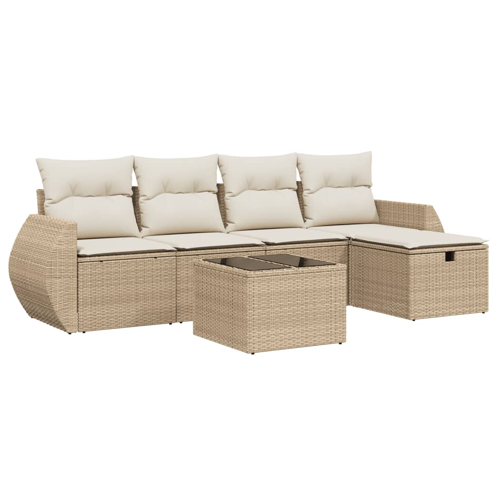 6-dijelni set vrtnih sofa s jastucima bež od poliratana 70 x 62.5 x 69 cm