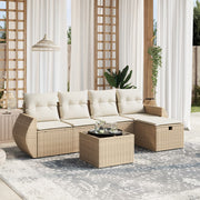 6-dijelni set vrtnih sofa s jastucima bež od poliratana 70 x 62.5 x 69 cm