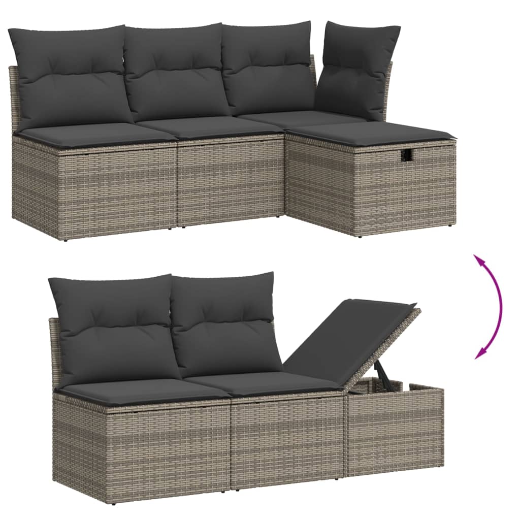 6-dijelni set vrtnih sofa od poliratana s jastucima sivi