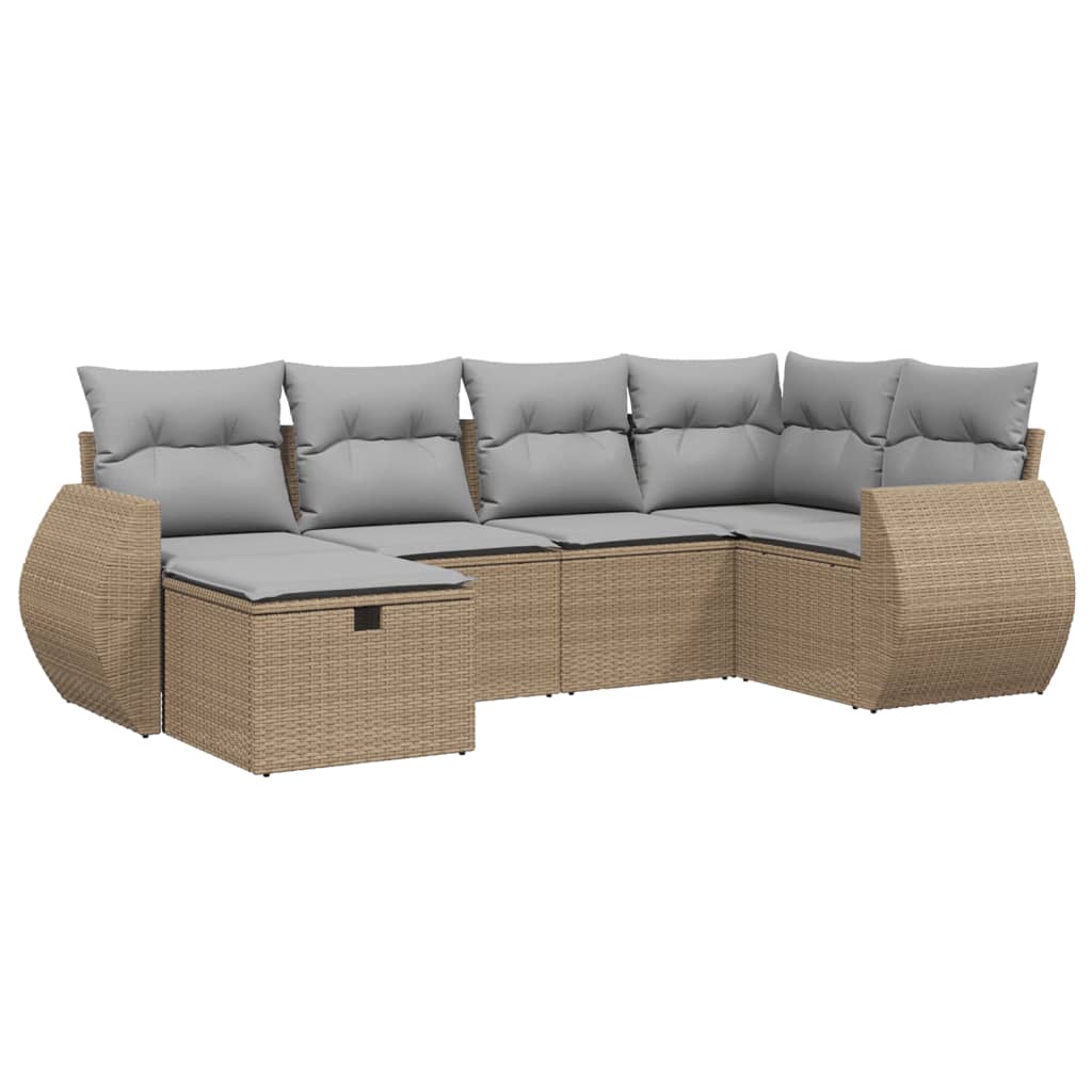 6-dijelni set vrtnih sofa s jastucima bež od poliratana