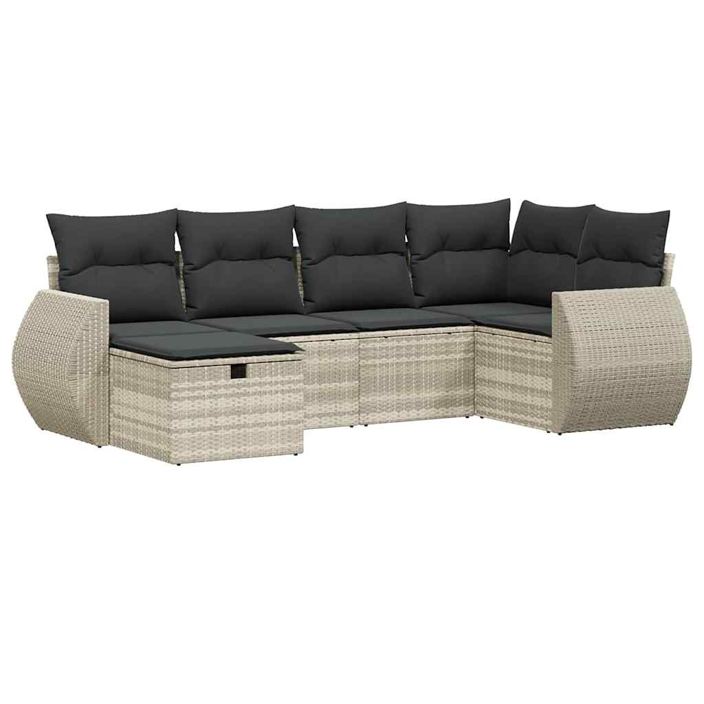 6-dijelni set vrtnih sofa od poliratana s jastucima svjetlosivi