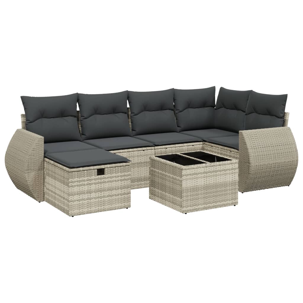 7-dijelni set vrtnih sofa svjetlosivi od poliratana