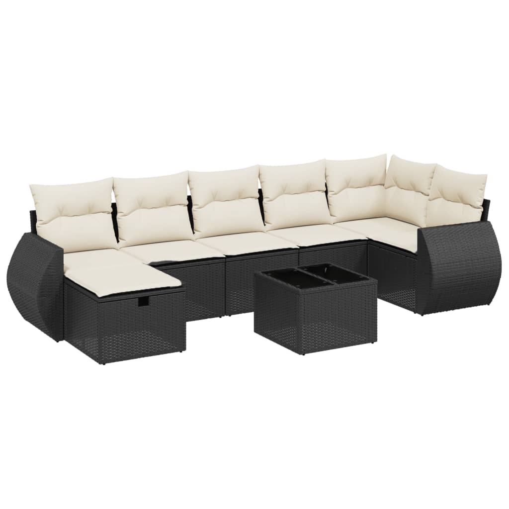 8-dijelni set vrtnih sofa od poliratana s jastucima crni Crna 70 x 62.5 x 69 cm