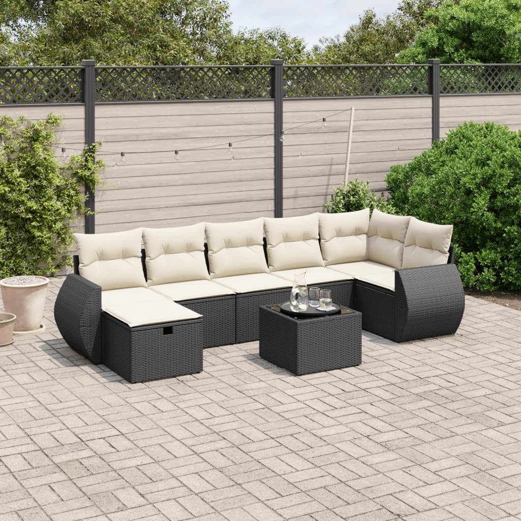 8-dijelni set vrtnih sofa od poliratana s jastucima crni Crna 70 x 62.5 x 69 cm