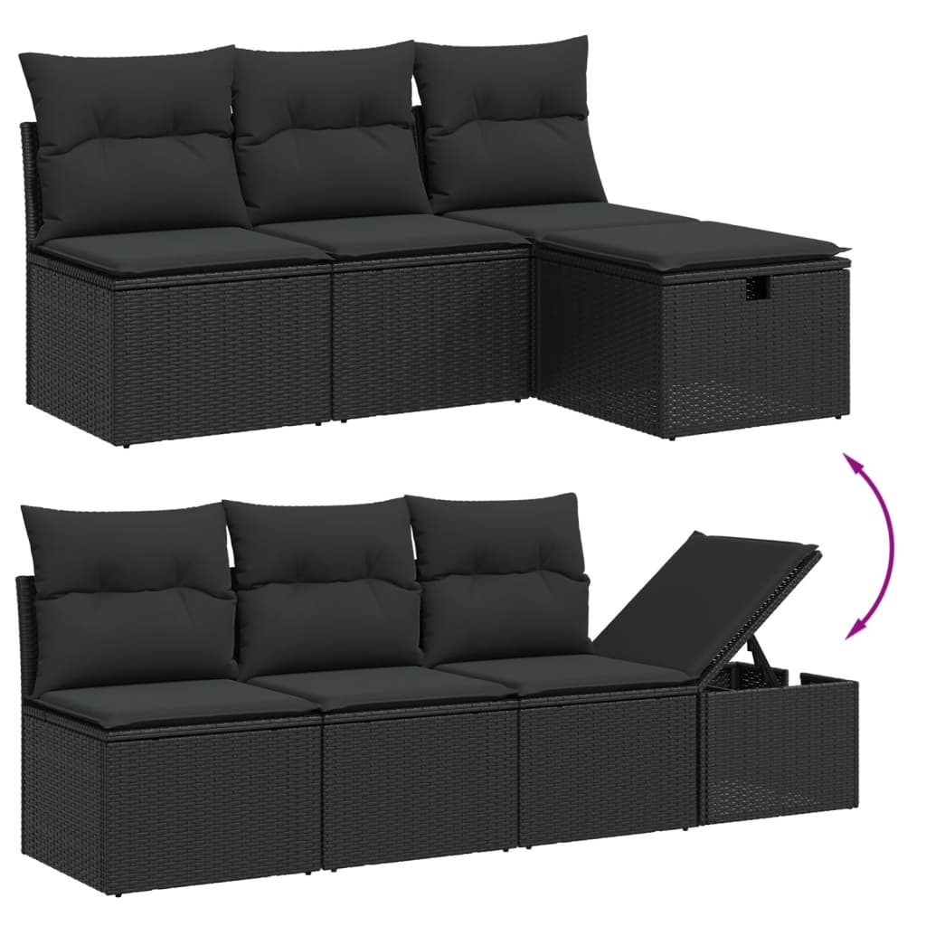 7-dijelni set vrtnih sofa od poliratana s jastucima crni Crna 70 x 62.5 x 69 cm