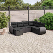 7-dijelni set vrtnih sofa od poliratana s jastucima crni Crna 70 x 62.5 x 69 cm