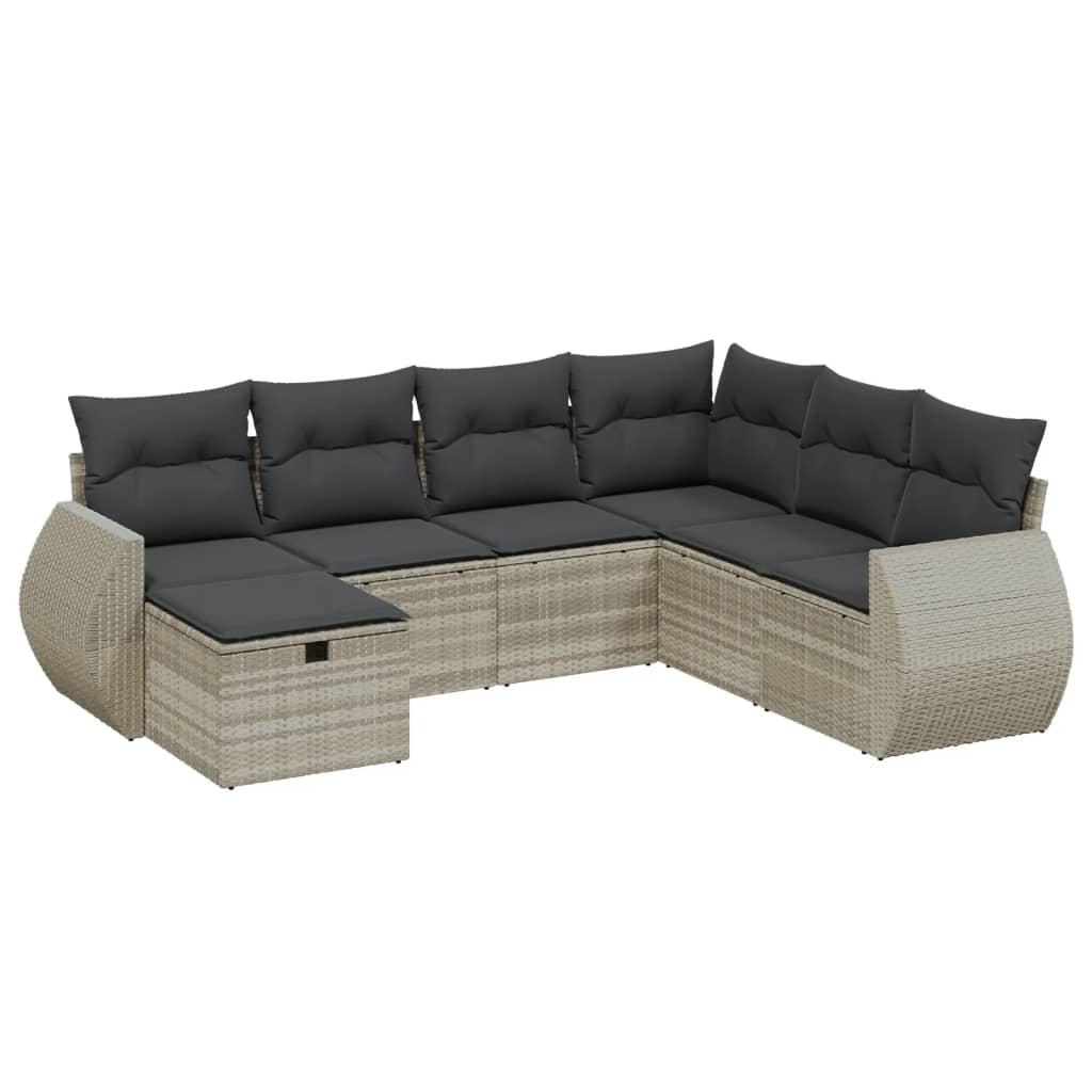 7-dijelni set vrtnih sofa svjetlosivi od poliratana