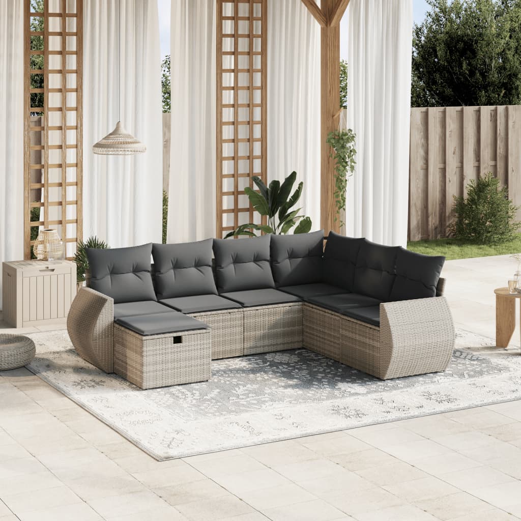 7-dijelni set vrtnih sofa svjetlosivi od poliratana