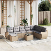 9-dijelni set vrtnih sofa s jastucima bež od poliratana 70 x 62.5 x 69 cm