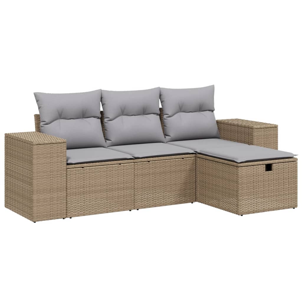 4-dijelni set vrtnih sofa s jastucima bež od poliratana