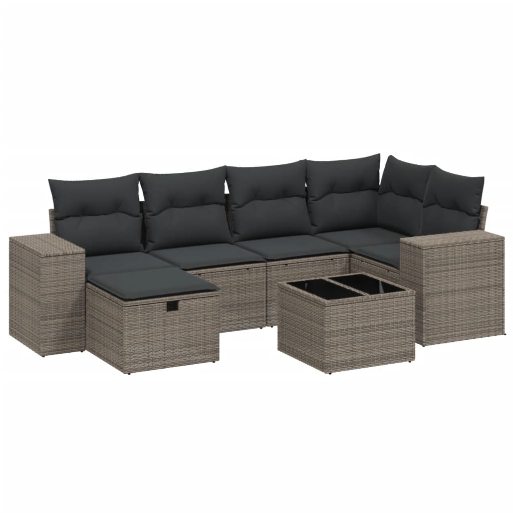 7-dijelni set vrtnih sofa svjetlosivi od poliratana