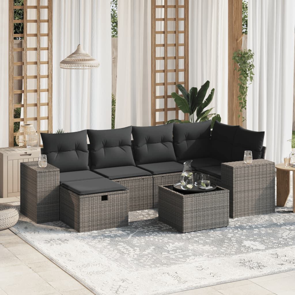 7-dijelni set vrtnih sofa svjetlosivi od poliratana
