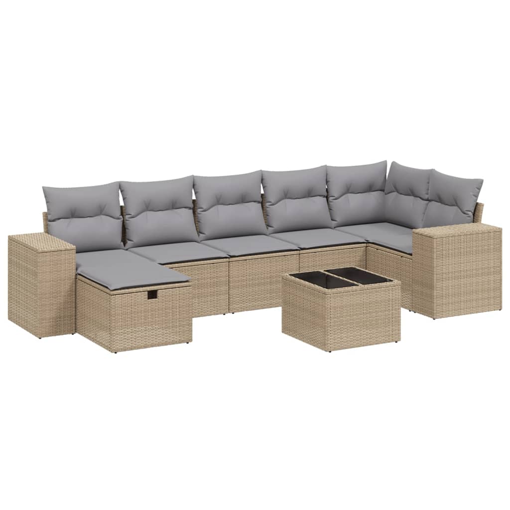 8-dijelni set vrtnih sofa s jastucima bež od poliratana