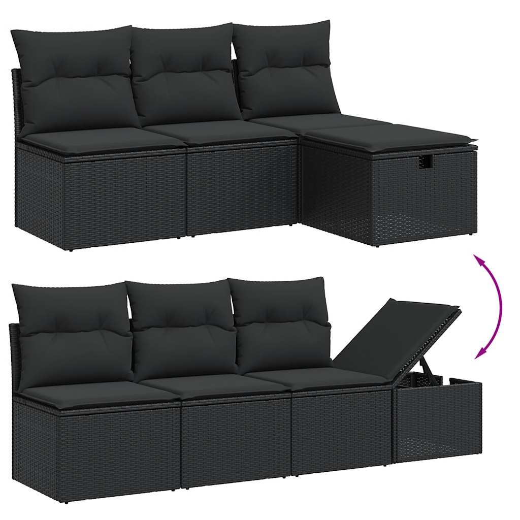 7-dijelni set vrtnih sofa od poliratana s jastucima crni