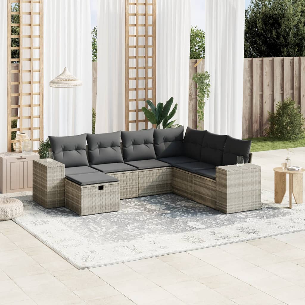 7-dijelni set vrtnih sofa svjetlosivi od poliratana