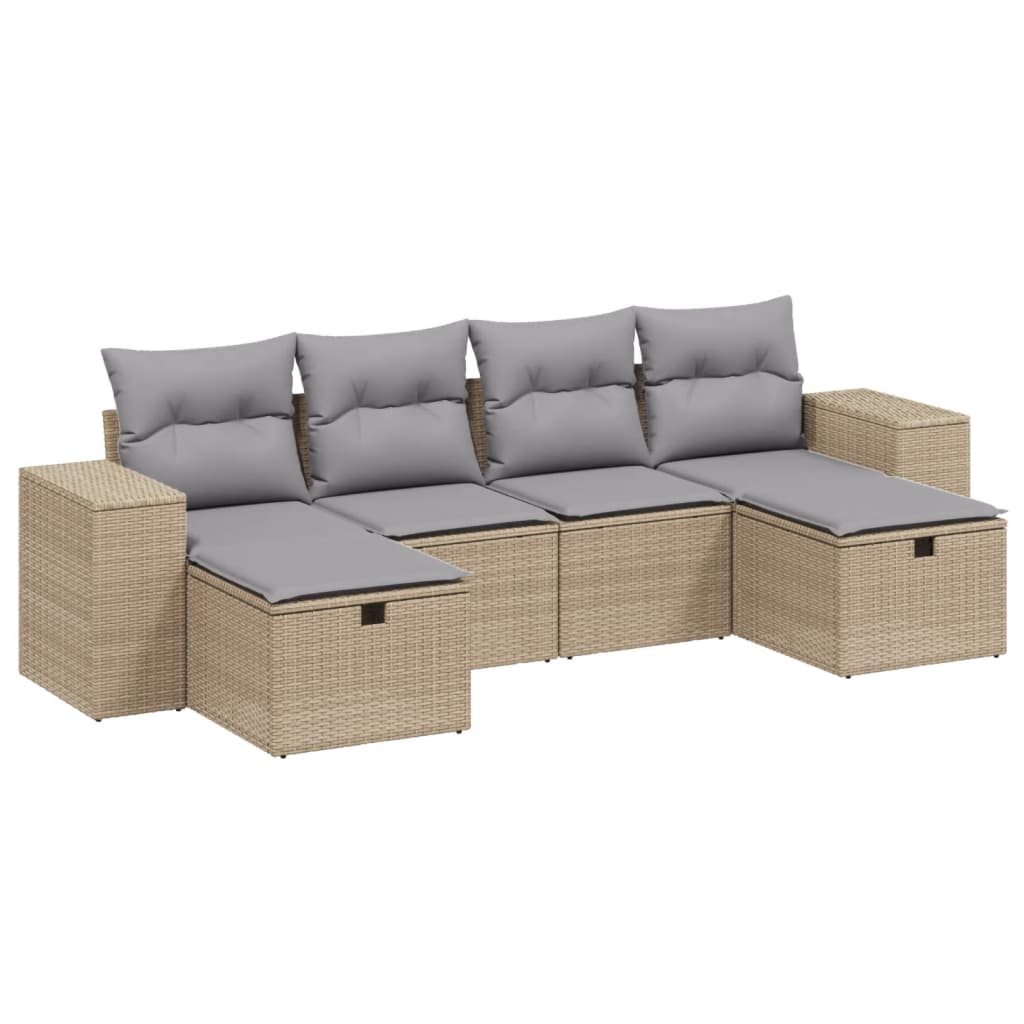 6-dijelni set vrtnih sofa s jastucima bež od poliratana 83 x 62 x 69 cm