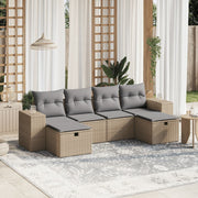 6-dijelni set vrtnih sofa s jastucima bež od poliratana 83 x 62 x 69 cm