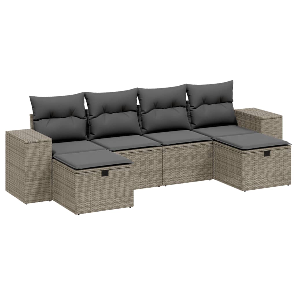 6-dijelni set vrtnih sofa od poliratana s jastucima svjetlosivi