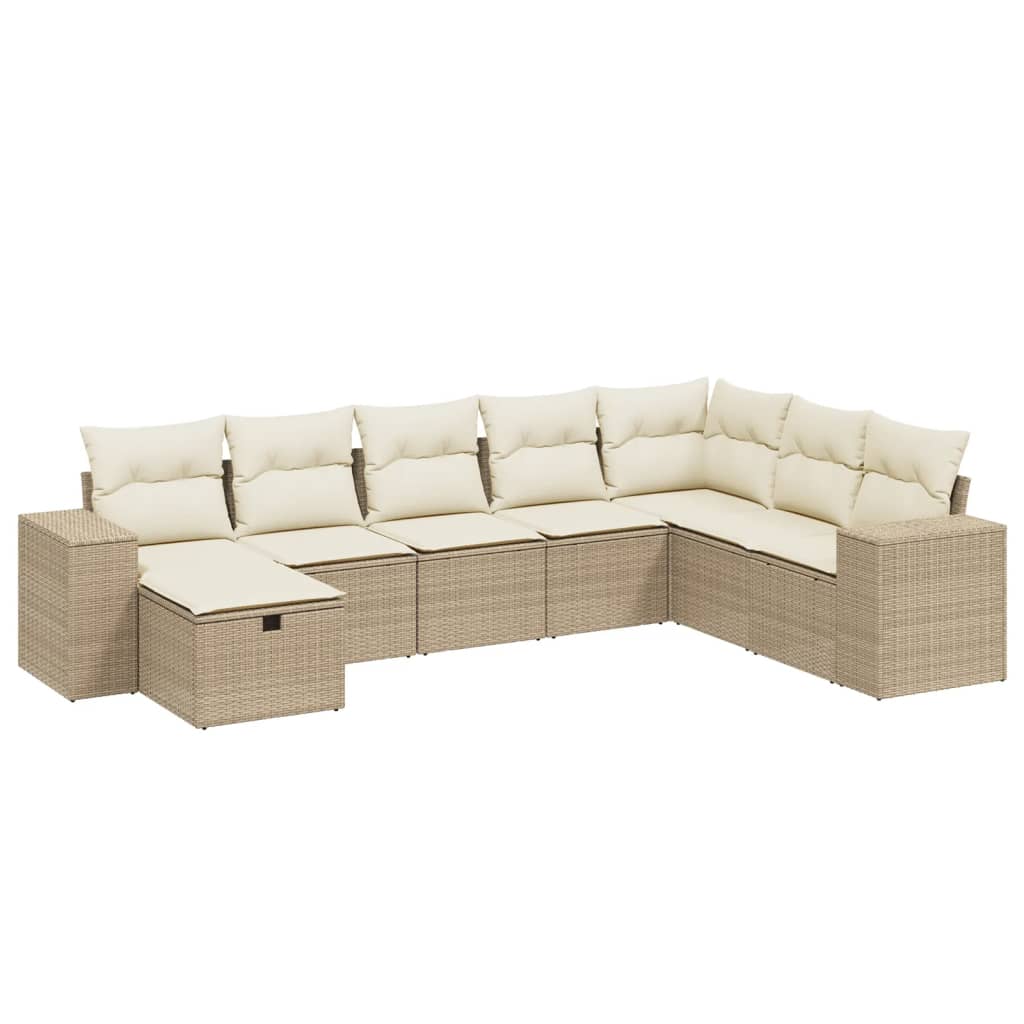8-dijelni set vrtnih sofa od poliratana s jastucima bež