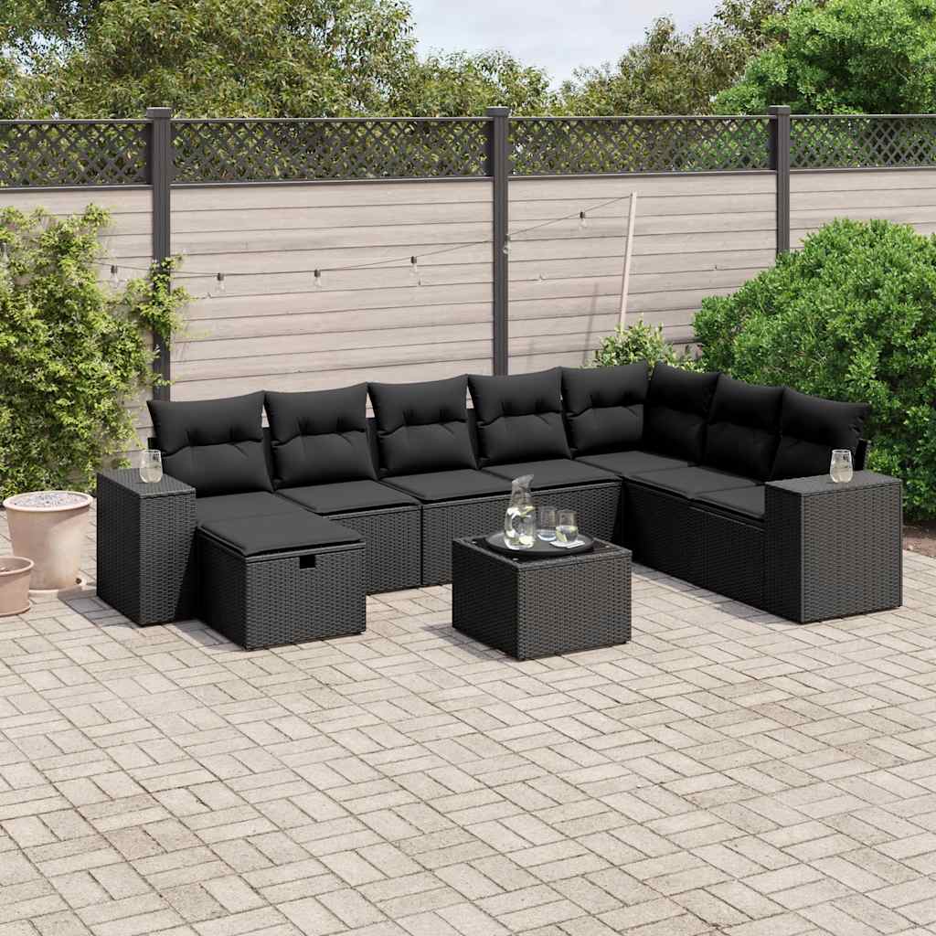 9-dijelni set vrtnih sofa s jastucima bež od poliratana