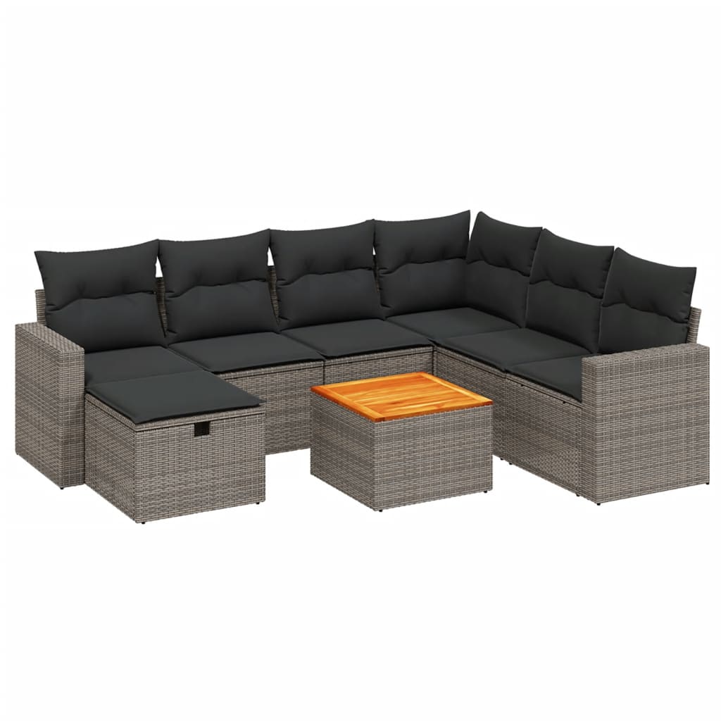 8-dijelni set vrtnih sofa od poliratana s jastucima sivi