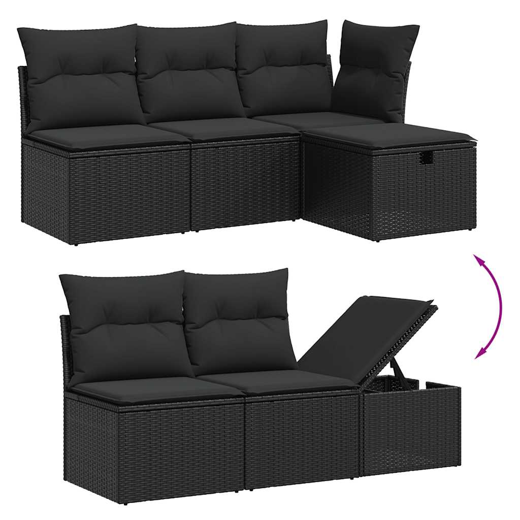 7-dijelni set vrtnih sofa od poliratana s jastucima crni Crna 70 x 62.5 x 69 cm