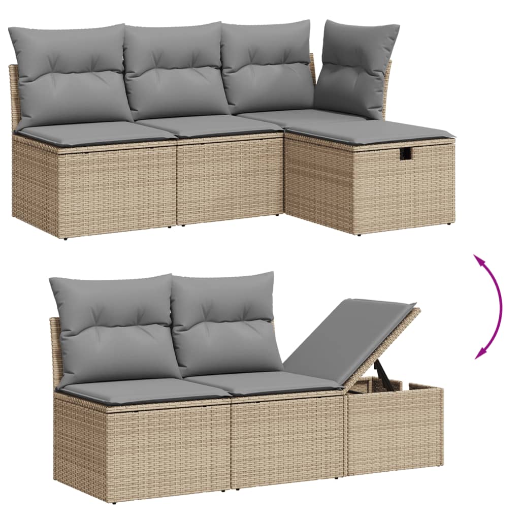 7-dijelni set vrtnih sofa s jastucima bež od poliratana